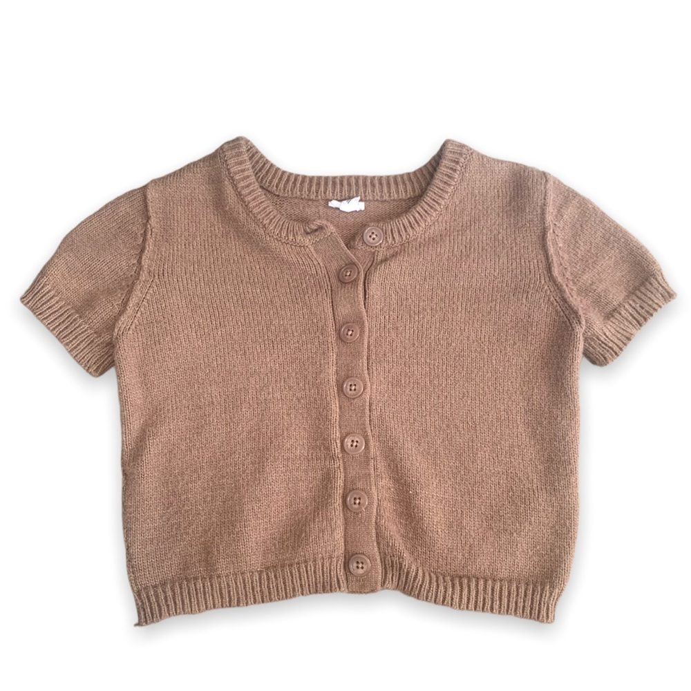“Garage” button up tee (knit material) Light Brown/Tan color